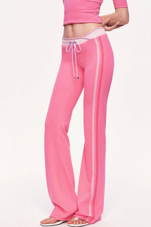 Low-Waisted Drawstring Double Waistband Straight Pants