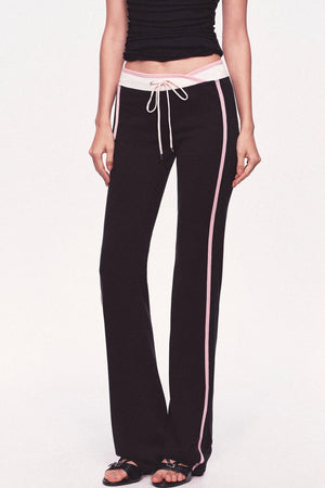 Low-Waisted Drawstring Double Waistband Straight Pants