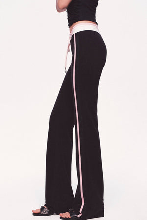 Low-Waisted Drawstring Double Waistband Straight Pants