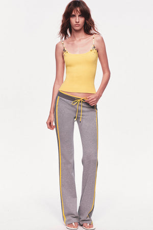 Low-Waisted Drawstring Double Waistband Straight Pants