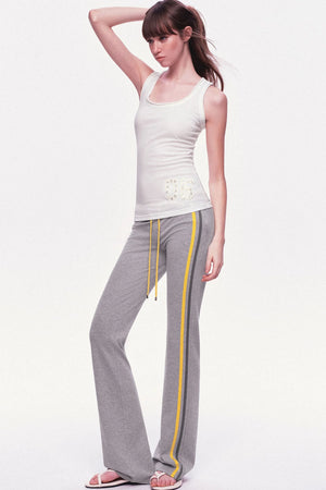 Low-Waisted Drawstring Double Waistband Straight Pants