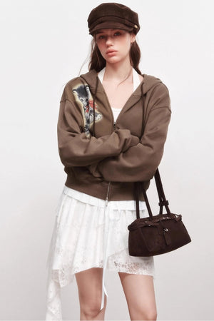 Luminous Kitten Print Hooded Jacket
