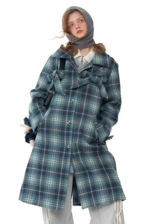 Luxury Tartan Mid-Length Coat