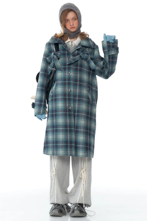 Luxury Tartan Mid-Length Coat