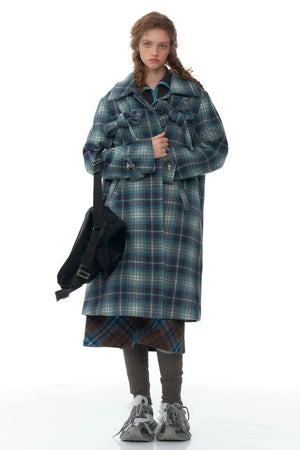 Luxury Tartan Mid-Length Coat