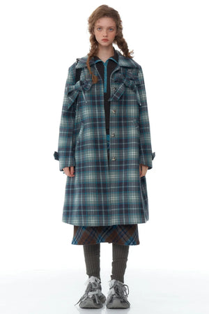 Luxury Tartan Mid-Length Coat