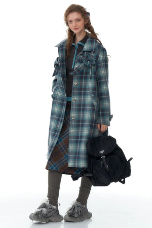 Luxury Tartan Mid-Length Coat