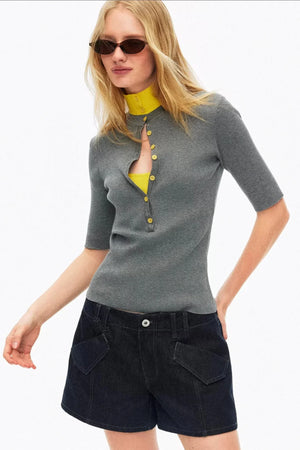 Lyocell Color-Blocked Knit Top