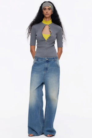 Lyocell Color-Blocked Knit Top