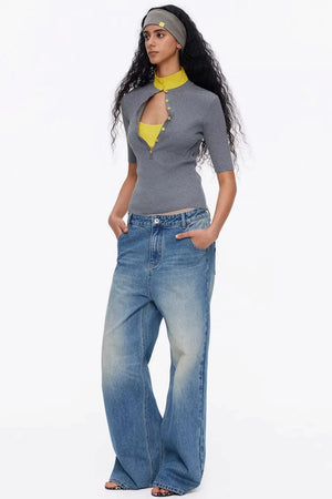 Lyocell Color-Blocked Knit Top