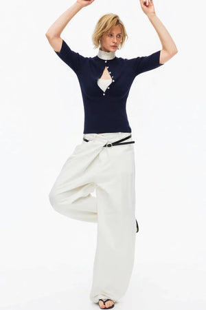 Lyocell Color-Blocked Knit Top