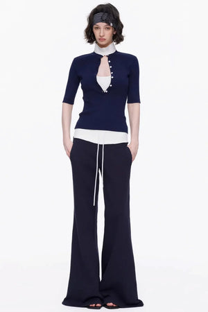 Lyocell Color-Blocked Knit Top