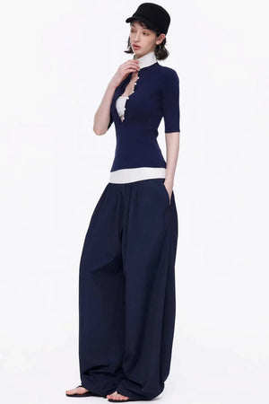 Lyocell Color-Blocked Knit Top