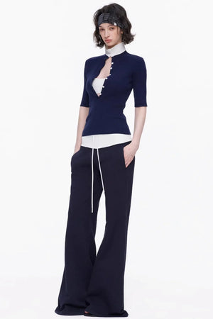 Lyocell Color-Blocked Knit Top