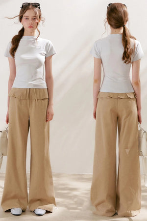 Lyocell Cotton Pleated Wide-Leg Pants