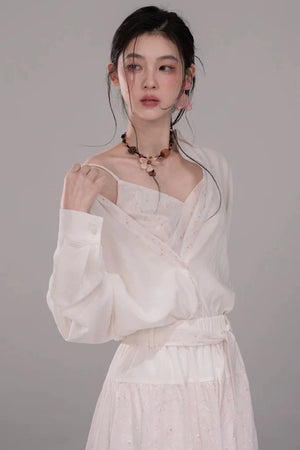 Lyocell Embroidered Blouse and Skirt Set-Up