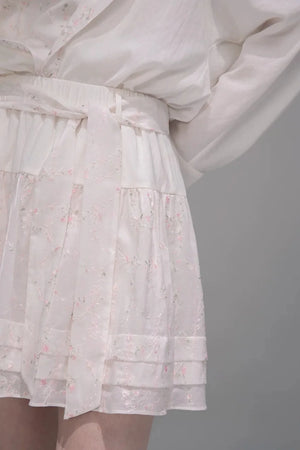 Lyocell Embroidered Blouse and Skirt Set-Up