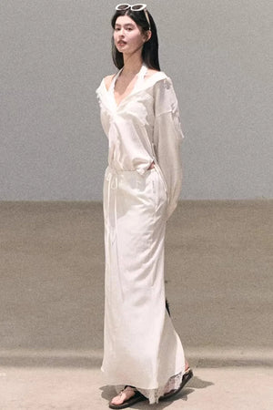 Lyocell Embroidered Draped Skirt Set-Up