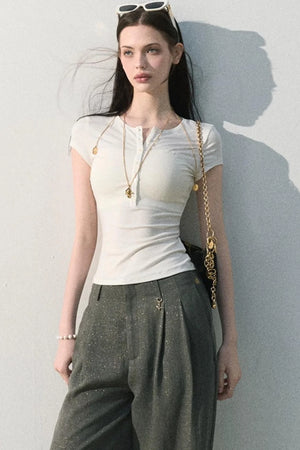 Lyocell Embroidered Polo Top