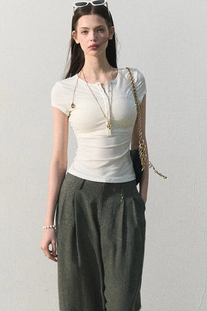 Lyocell Embroidered Polo Top