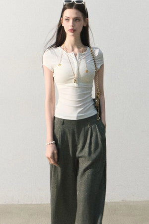 Lyocell Embroidered Polo Top