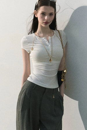 Lyocell Embroidered Polo Top