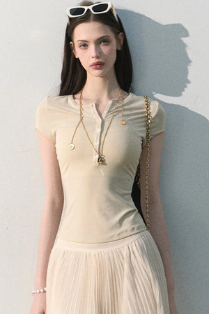 Lyocell Embroidered Polo Top