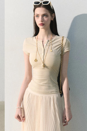 Lyocell Embroidered Polo Top