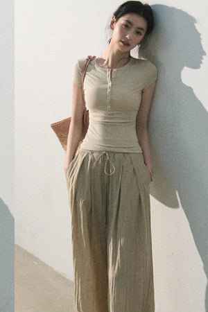 Lyocell Embroidered Polo Top