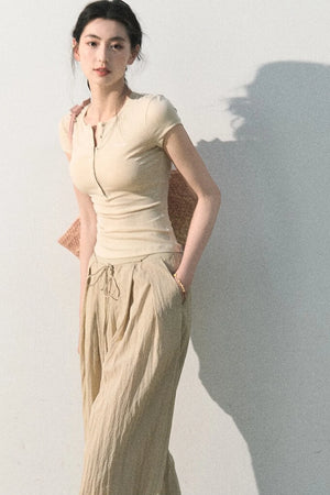 Lyocell Embroidered Polo Top