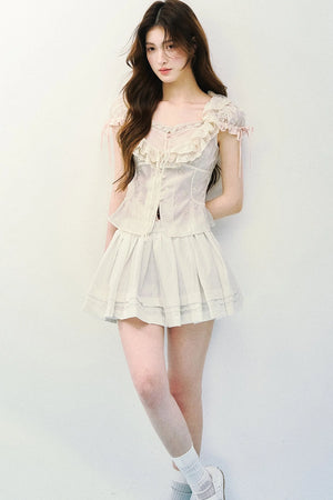 Lyocell Embroidered Puff Sleeve Blouse