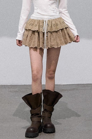 Lyocell Embroidered Puffy Cake Skirt