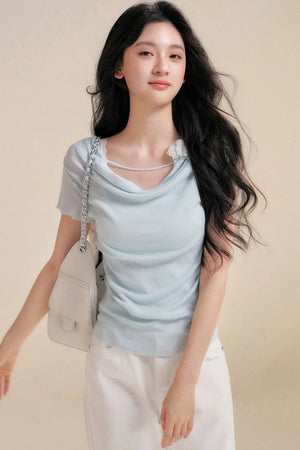 Lyocell Flower Pleated Top