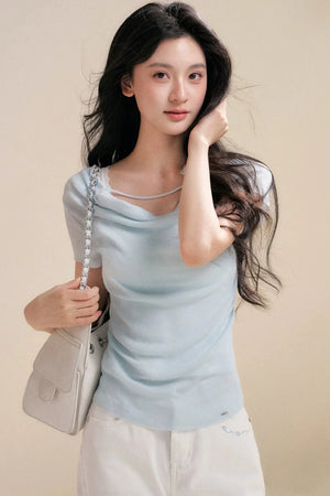 Lyocell Flower Pleated Top