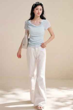 Lyocell Flower Pleated Top