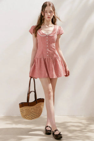 Lyocell French Lace Plaid Dress Set-Up