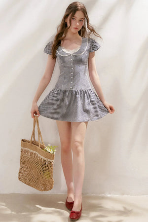 Lyocell French Lace Plaid Dress Set-Up