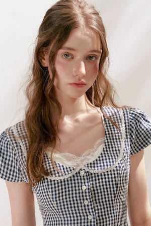 Lyocell French Lace Plaid Dress Set-Up