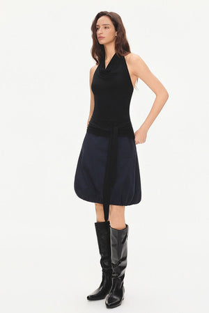 Lyocell Halter Neck Sleeveless Tie Waist Top