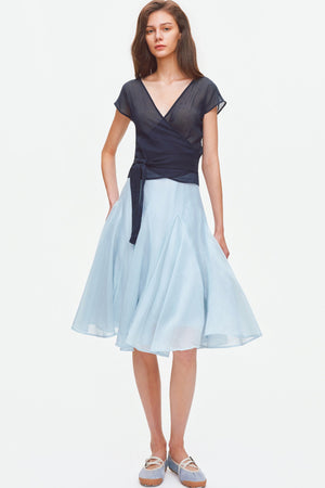 Lyocell Insert Panel Midi Skirt