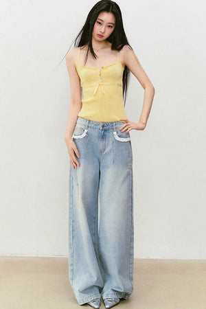 Lyocell Knit Ribbon Camisole