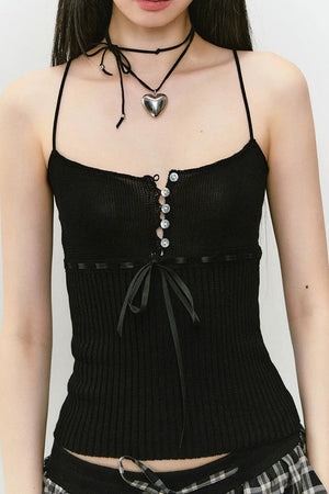 Lyocell Knit Ribbon Camisole