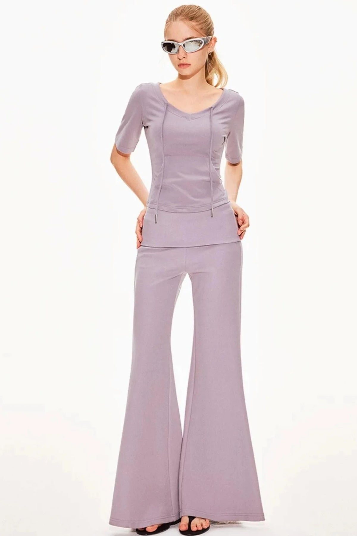 Lyocell Knit V-Neck Ensemble Set-Up