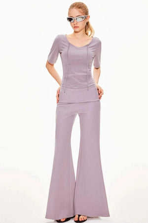Lyocell Knit V-Neck Ensemble Set-Up
