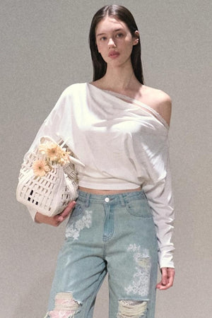 Lyocell Lace Swing Long T-Shirt