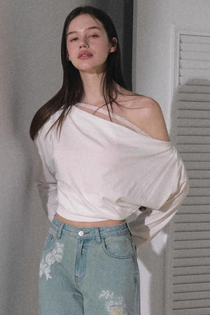 Lyocell Lace Swing Long T-Shirt