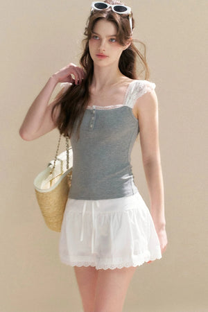 Lyocell Lace Trim Knit Top