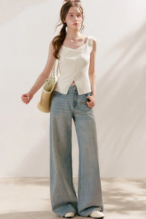 Lyocell Lace Trim Knit Vest