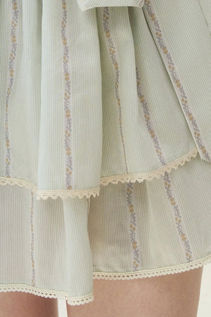 Lyocell Lace Tuck Pleated Half-High Collar Dress