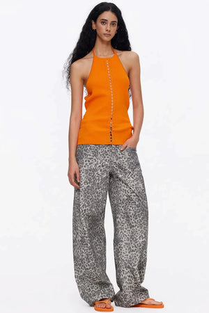 Lyocell Lace-Up Ribbed Vest